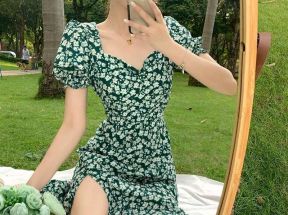 【特惠秒杀】S20仙女甜美显瘦气质碎花连衣裙桔梗茶歇法式长裙_一勺甜美衣定制_女装/女士精品