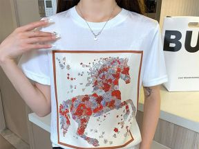 KK2023年夏季新款真丝短袖T恤百搭印花潮流休闲时尚经典_森女部落｜SNBL_女装/女士精品