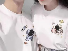 港风夏季新款情侣印花t恤学生简约男女圆领宽松休闲短袖上衣_Creme Brulee原创_女装/女士精品