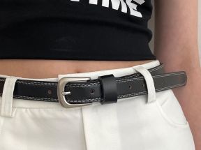黑色复古腰带女2023新款夏季简约皮带韩版百搭配牛仔裤带装饰ins_unclecm_服饰配件/皮带/帽子/围巾