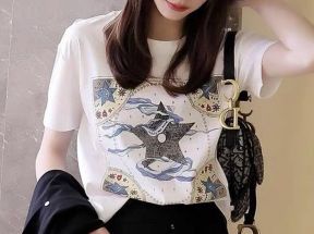 M2003年夏季新款真丝短袖T恤百搭印花潮流休闲时尚经典_衣 衫 布 丁_女装/女士精品
