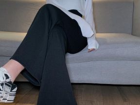 针织阔腿裤女夏季2023新款韩版小个子宽松显瘦百搭拖地裤直筒裤子_婷婷家实拍女装店_女装/女士精品