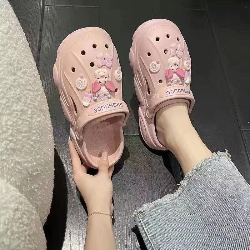K卡通巴斯光年厚底洞洞鞋女夏季可爱DIY包头两穿沙滩pvc踩屎感拖_靓 姿 坊_女装/女士精品