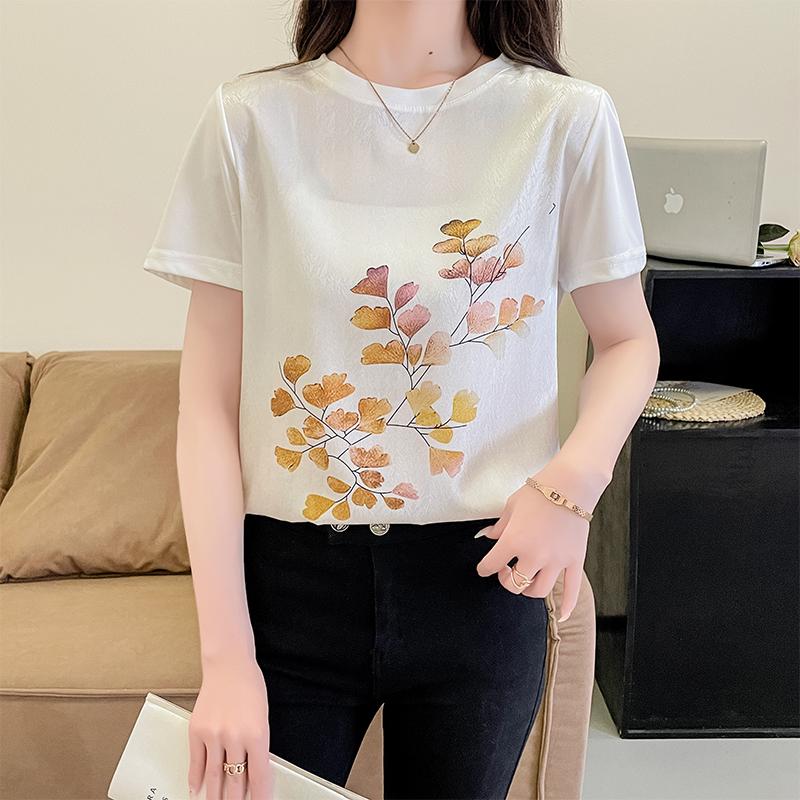 美爆！真丝缎面真丝短袖T恤女 TT-2023年夏季新款真丝短袖T恤百搭印花潮流休闲时尚经典_ChaoBangBang潮帮帮CBB_女装/女士精品 女装_女士精品