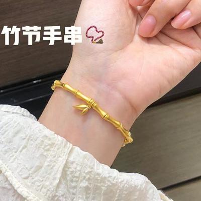 七夕黄金手镯招财手链饰品礼盒礼物 618特惠】轻奢民族风女款古法传承手镯 两世欢手链不掉色实心_香港黄金1号店_珠宝/钻石/翡翠/黄金 珠宝_钻石_翡翠_黄金