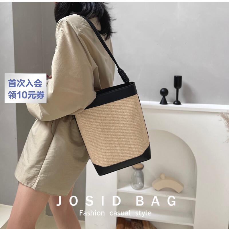 韩系高级感小众百搭编织水桶包 包包女单肩斜挎2023新款韩系高级感小众百搭编织水桶包托特包休闲_JOSID BAG_箱包皮具/热销女包/男包 箱包皮具_热销女包_男包