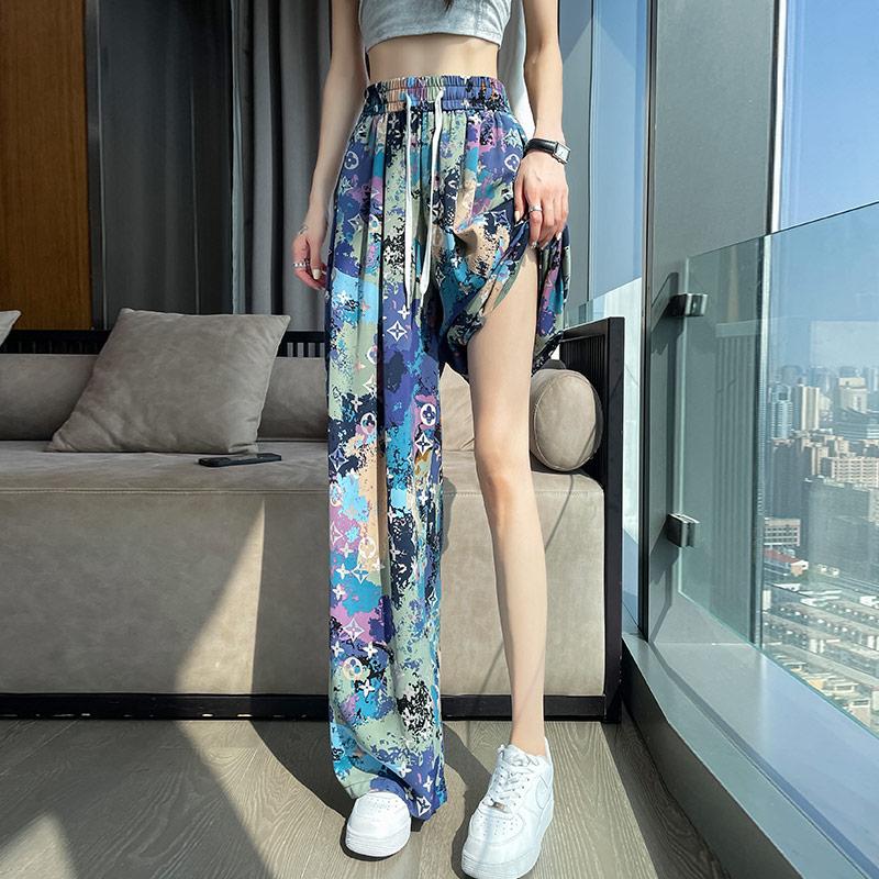 新中式白茶花阔腿裤女薄夏高腰宽松拖地长裤 新中式白茶花阔腿裤女薄夏高腰显瘦凉凉裤直筒雪纺宽松拖地长裤C_SONA 大小姐_女装/女士精品 女装_女士精品