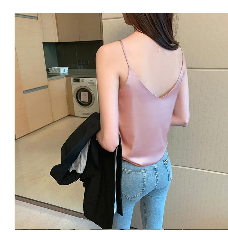 夏季绸缎吊带背心女内搭 醋酸绸缎吊带背心女内搭夏季设计感小众无袖薄款上衣外穿潮打底衫_婷婷家实拍女装店_女装/女士精品 女装_女士精品